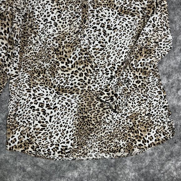 Dalia Collection Animal Print Tunic Shirt Women's XL Brown Blouse 100% Rayon - Picture 6 of 16